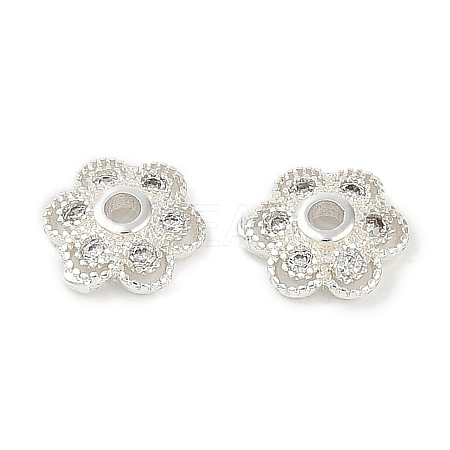 Brass Micro Pave Clear Cubic Zirconia Bead Caps KK-I719-13B-S-1
