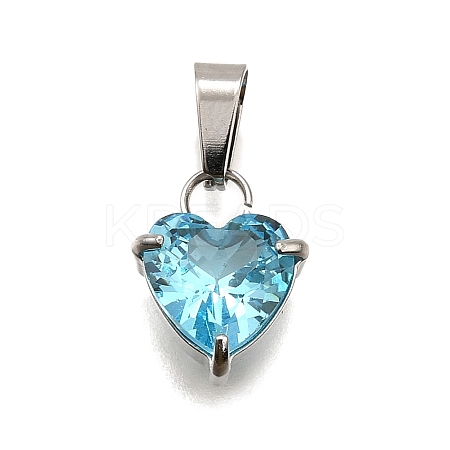 304 Stainless Steel Micro Pave Cubic Zirconia Pendants STAS-B086-13P-03-1