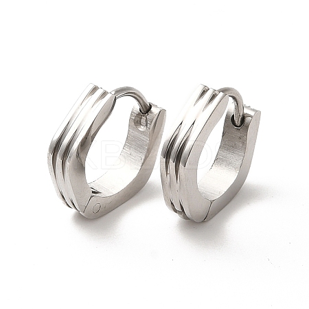 Non-Tarnish 304 Stainless Steel Grooved Polygon Hoop Earrings EJEW-P255-09P-1