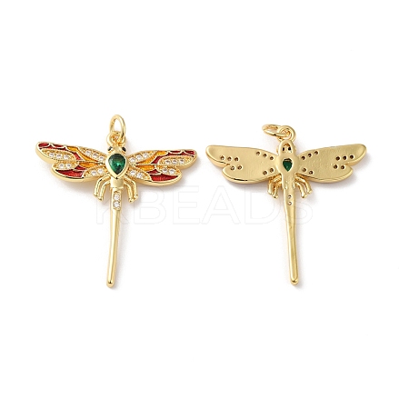 Rack Plating Brass Micro Pave Clear Cubic Zirconia Pendants LS-KK-D074-09G-1