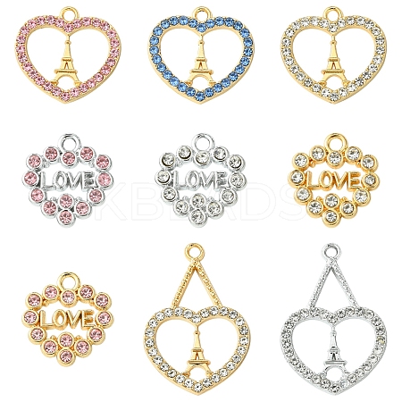18Pcs 9 Styles Rack Plating Alloy Pendants FIND-FS0003-10-1