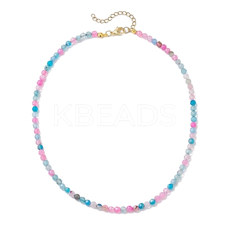 Faceted Round Natural Agate(Dyed & Heated) Beaded Necklaces for Women NJEW-JN04659-05-1