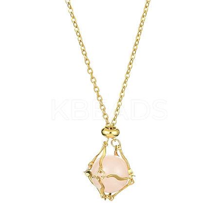 Crystal Cage Holder Necklace NJEW-JN04603-02-1