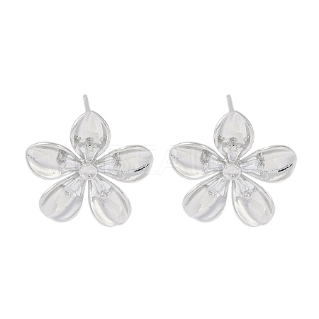 Brass Pave Clear Cubic Zirconia Stud Earring Findings LS-KK-F875-05P-1