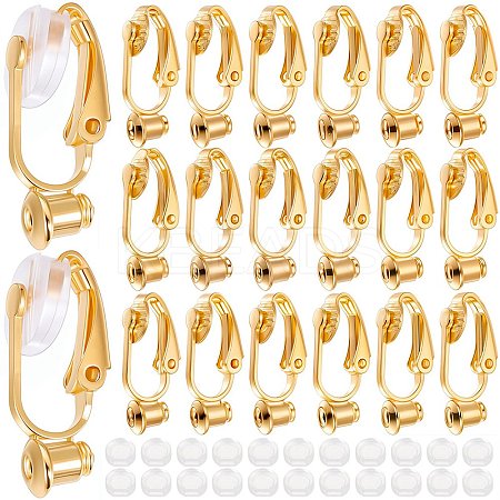 36Pcs Brass Clip-on Earring Converters Findings KK-SP0001-10G-1
