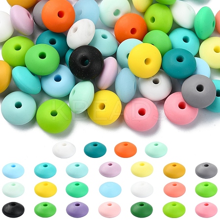100Pcs 25 Styles Rondelle Food Grade Eco-Friendly Silicone Abacus Beads SIL-YW0001-36-1
