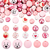 150Pcs 15 Styes Spray Painted Natural Wood European Beads WOOD-PH0003-09-1