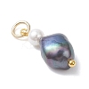 Natural Freshwater Pearl Potato & Shell Pearl Round Bead Pendants X-PALLOY-JF04714-01-4