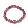Natural Strawberry Quartz Stretch Beaded Bracelets BJEW-K213-C12-1