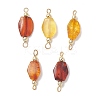 Gradient Color Natural Amber Nuggets Connector Charms PALLOY-JF04988-1