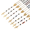 201 Stainless Steel & Glass Rosary Bead Necklaces for Women NJEW-B112-01G-1