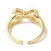 Bowknot Brass Micro Pave Clear Cubic Zirconia Open Cuff Rings for Women LS-RJEW-C098-23G-3