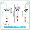 AHADERMAKER 3Pcs 3 Style Iron Hummingbird Butterfly Dragonfly Pendant Decorations DIY-GA0005-48-2
