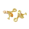 Brass Pink and Orange Enamel European Dangle Charm KK-F911-13G-2