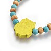 Wood Beads Kids Stretch Bracelets BJEW-JB04129-02-4