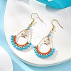 Dyed Natural Howlite Beaded Teardrop with Star Dangle Earrings EJEW-MZ00079-02-3