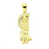 Rack Plating Brass Micro Pave Clear Cubic Zirconia Pendants KK-B091-30G-02-1
