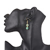 Round Natural Green Aventurine Dangle Earrings EJEW-JE06465-3
