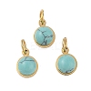 Ion Plating(IP) Synthetic Turquoise Half Round Charms with Jump Ring STAS-A097-05G-06-1
