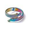 Ion Plating(IP) 304 Stainless Steel Ring Arowana Fish Wrap Open Cuff Ring for Women RJEW-C045-21M-2
