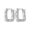 Tarnish Resistant 304 Stainless Steel Rectangle with Bamboo Hoop Earrings for Women EJEW-G314-09P-1