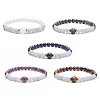 Natural Aquamarine & Mixed Gemstone Round Stretch Bracelet for Women BJEW-JB09270-1
