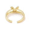 Clear Cubic Zirconia Butterfly Open Cuff Ring X-RJEW-B028-02G-3
