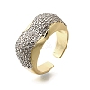 Brass Micro Pave Clear Cubic Zirconia Cuff Rings for Women RJEW-G347-12GP-4