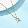 Fairy Brass Pave Clear Cubic Zirconia Pendant 304 Stainless Steel Cable Chain Necklaces for Women NJEW-JN05600-1