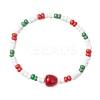Christmas Glass Seed & Handmade Lampwork Beads Stretch Bracelets for Women BJEW-MZ00197-03-2