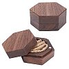 Hexagon Wooden Finger Ring Boxes CON-WH0085-66-1