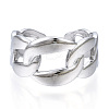 304 Stainless Steel Curb Chains Shape Open Cuff Ring RJEW-N040-12-2