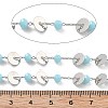Handmade Brass & Glass Bead Flat Round Chains CHC-L051-06P-01-2