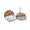 Resin & Walnut Wood Flat Round Stud Earrings with 304 Stainless Steel Pin for Women EJEW-N017-010-3
