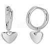 1Pair Sterling Silver Heart Hoop Earrings EJEW-LP0001-27-1