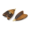 Brass & Natural Tiger Eye & Cubic Zirconia Pendants GG-CBAD360-20G-01-2