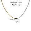 Stainless Steel Double Color Box Chain Rectangle Cubic Zircon Pendant Necklaces for Women's Daily Outfit VO3892-2-1