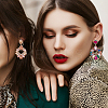 3 Pairs 3 Colors Rhinestone Twist Oval Dangle Stud Earrings EJEW-AN0001-04-6