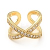 Cubic Zirconia Criss Cross Open Cuff Ring RJEW-E046-23G-02-1