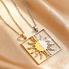 Two-Tone 201 Stainless Steel Hollow Rectangle Pendant Couple Matching Necklaces FS-WGDFCCD-05-2