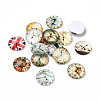 Clock Printed Glass Cabochons GGLA-A002-20mm-YY-1