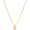 1Pc Stainless Steel Letter Rectangle Pendant Necklaces NJEW-LP0001-34M-G-1