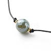 Pearl Luster Plated Round Faceted Natural Agate Pendant Necklace NJEW-JN03657-05-5