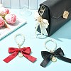 4Pcs 4 Colors Alloy Imitation Pearl Bowknot Keychains for Decorations ST-CJ0028-03-6