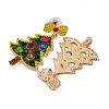 Christmas Trees with Bowknot Alloy Dangle Stud Earrings for Women EJEW-Z078-01A-3