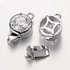 Brass Cubic Zirconia Box Clasps ZIRC-O020-13P-NR-1