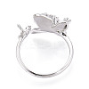 Butterfly Brass Micro Pave Clear Cubic Zirconia Cuff Ring Settings KK-T076-54P-3