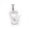Non-Tarnish 304 Stainless Steel Hollow Kitten Pendants STAS-P209-28P-2