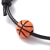 Sport Theme Acrylic Braided Bead Bracelet with Waxed Polyester Cords BJEW-JB10152-4