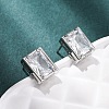 Brass Micro Pave Clear Cubic Zirconia Stud Earrings EJEW-C174-02D-P-2